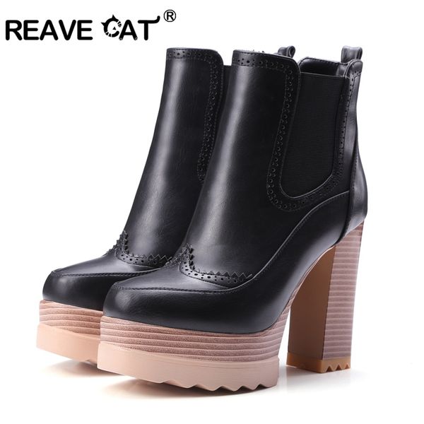 reave cat 2020 women ankle boots square high heel synthetic leather round toe platform women motorcycle ankle boots size 34 a904, Black
reave cat 2020 women ankle boots square high heel synthetic leather round toe platform women motorcycle ankle boots size 34 a904, Black