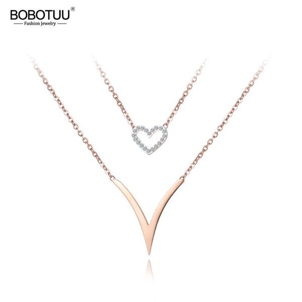 chains bobotuu trendy cubic zirconia heart double chain link necklace jewelry titanium steel rose gold color for women bn18060, Silver
chains bobotuu trendy cubic zirconia heart double chain link necklace jewelry titanium steel rose gold color for women bn18060, Silver