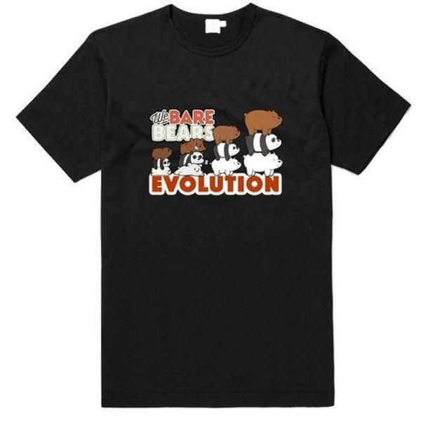 

2020 Black/white We Bare Bears Evolution T-shirt Men High Quality Tops Breathanle Casual Men Tees