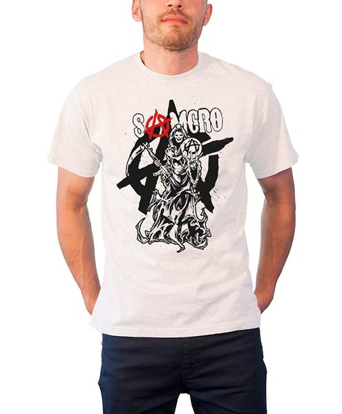 2020 new fashion cool men t-shirt samcro shirt reaper splash men's white