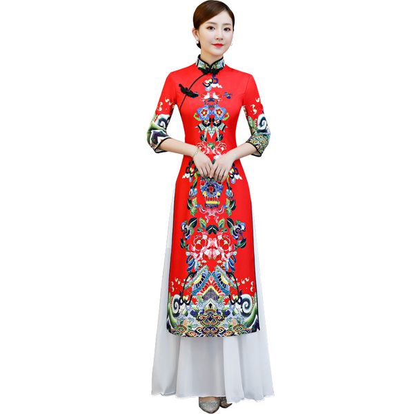 ethnic clothing plus size 3xl 4xl 5xl chinese traditional women aodai print flower qipao vintage cheongsam novelty formal dress, Red
ethnic clothing plus size 3xl 4xl 5xl chinese traditional women aodai print flower qipao vintage cheongsam novelty formal dress, Red