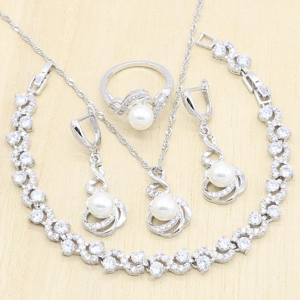white pearl silver color jewelry sets for women bracelet necklace pendant earrings ring wedding birthday gift
white pearl silver color jewelry sets for women bracelet necklace pendant earrings ring wedding birthday gift