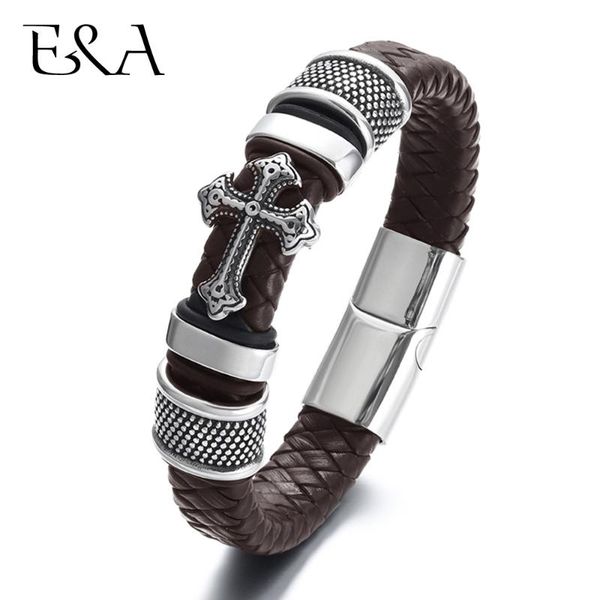 charm bracelets men's genuine leather bracelet braided 316l stainless steel magnet clasp cross charms woven trendy male bangle jewelry, Golden;silver
charm bracelets men's genuine leather bracelet braided 316l stainless steel magnet clasp cross charms woven trendy male bangle jewelry, Golden;silver