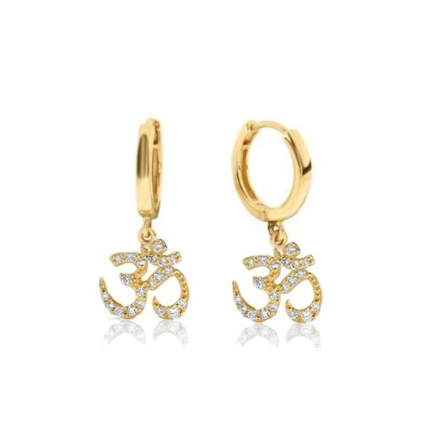 india symbol om charm dangle earring fashion cz paved yoga jewelry, Silver
india symbol om charm dangle earring fashion cz paved yoga jewelry, Silver