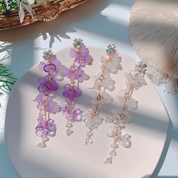 boho white purple flower tassel long drop earrings for women 2020 summer new trends jewelry pendientes, Silver
boho white purple flower tassel long drop earrings for women 2020 summer new trends jewelry pendientes, Silver