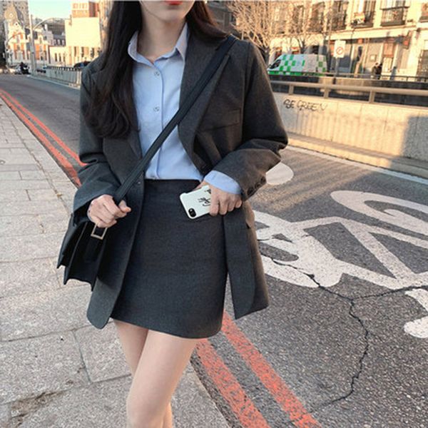 2020 korean style womens gray blazer suit single breasted long jacket+short pencil skirt 2 piece set work ladies autumn blazer, White
2020 korean style womens gray blazer suit single breasted long jacket+short pencil skirt 2 piece set work ladies autumn blazer, White