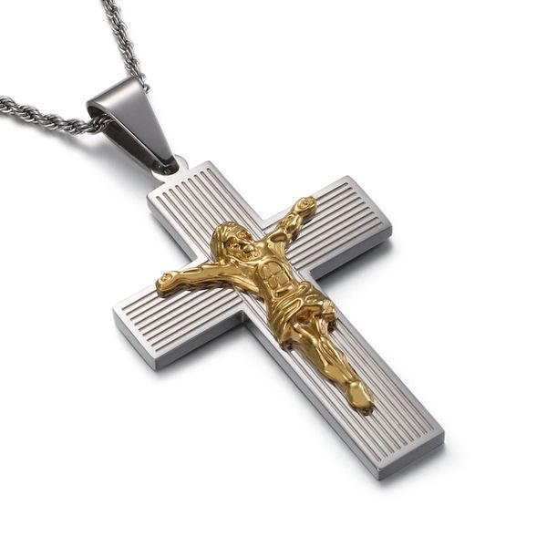 pendant necklaces cross men's necklace european and american stainless steel jesus fashion accessories drop, Silver
pendant necklaces cross men's necklace european and american stainless steel jesus fashion accessories drop, Silver