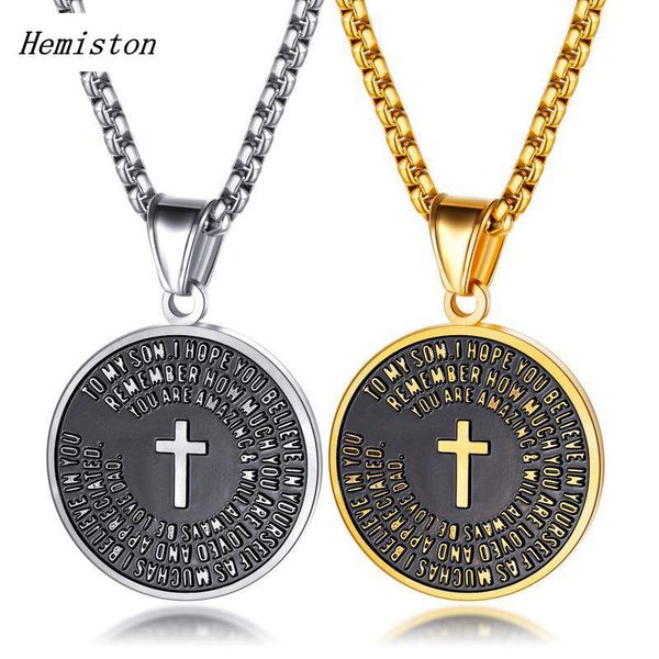 hemiston retro religious round brand pendant fashion classic cross men's necklace, Silver
hemiston retro religious round brand pendant fashion classic cross men's necklace, Silver