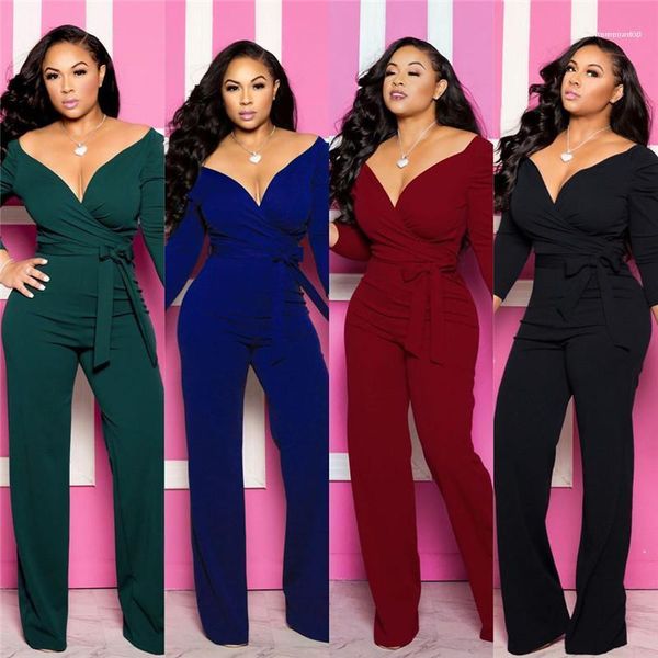 womens suits autumn womens jumpsuits solid color deep v neck long sleeve ladies rompers fashion loose, Black;white
womens suits autumn womens jumpsuits solid color deep v neck long sleeve ladies rompers fashion loose, Black;white