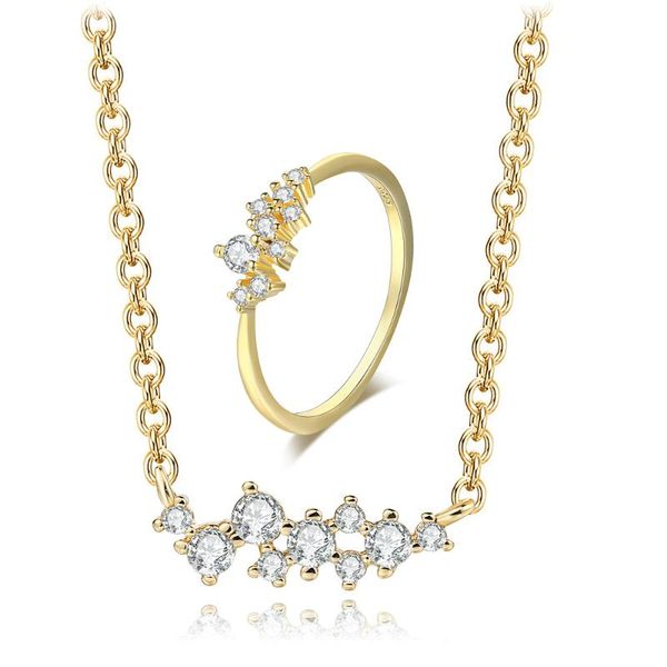 zhouyang jewelry sets for women romantic twinkle stars light yellow gold color 2 pcs necklace ring gift fashion jewelry s524, Silver
zhouyang jewelry sets for women romantic twinkle stars light yellow gold color 2 pcs necklace ring gift fashion jewelry s524, Silver