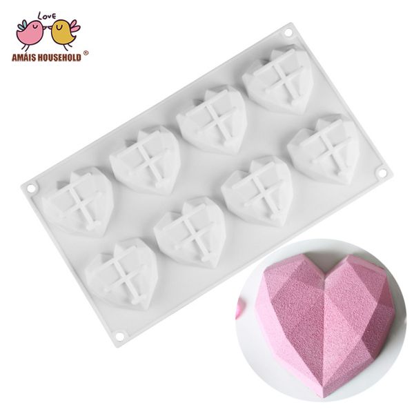 amais 8-cavity diamond love heart-shaped silicone molds for sponge cakes mousse chocolate dessert bakeware pastry mould
amais 8-cavity diamond love heart-shaped silicone molds for sponge cakes mousse chocolate dessert bakeware pastry mould