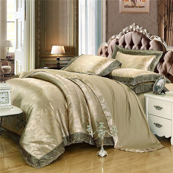 чистые хлопок четыре частей комплекта постельных принадлежностей большого размера одеяло набор мода кружево жаккардовые одеяла королевского