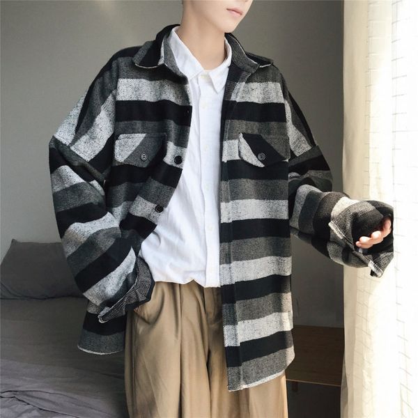 men's jackets autumn striped jacket fashion contrast color casual retro men streetwear wild loose long coat mens m-2xl, Black;brown
men's jackets autumn striped jacket fashion contrast color casual retro men streetwear wild loose long coat mens m-2xl, Black;brown