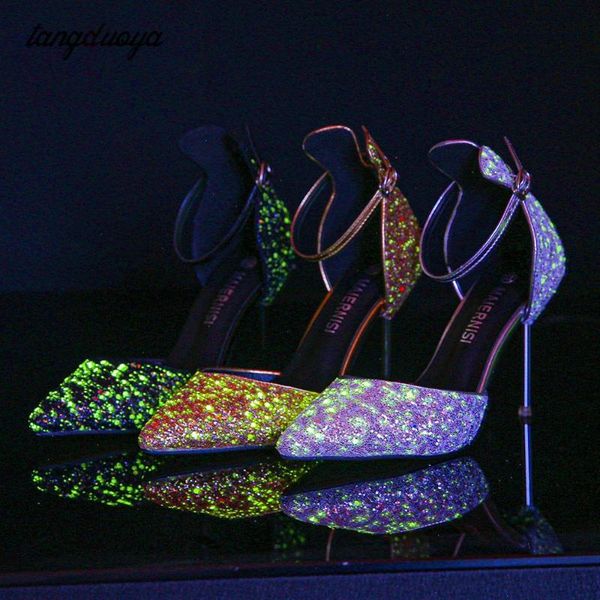 2020 new luminous high heels high heels female sandals glitter pumps ankle strap pumps women shoes pointed toe gold, Black
2020 new luminous high heels high heels female sandals glitter pumps ankle strap pumps women shoes pointed toe gold, Black