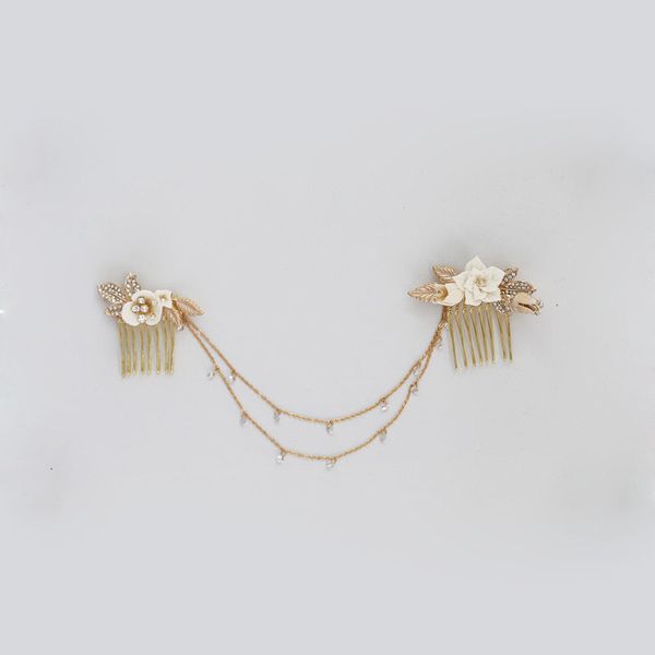 floralbride handmade alloy leaf ceram flower bridal hair comb chain wedding headdress hair accessory bridesmaids women jewelry, Golden;silver
floralbride handmade alloy leaf ceram flower bridal hair comb chain wedding headdress hair accessory bridesmaids women jewelry, Golden;silver