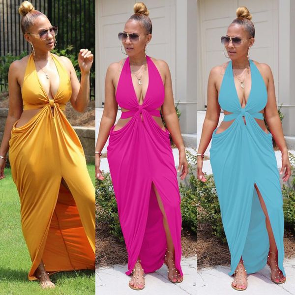 summer women halter v-neck open back split irregular maxi dress party club floor length beach long dresses vestidos 2020, Black;gray
summer women halter v-neck open back split irregular maxi dress party club floor length beach long dresses vestidos 2020, Black;gray