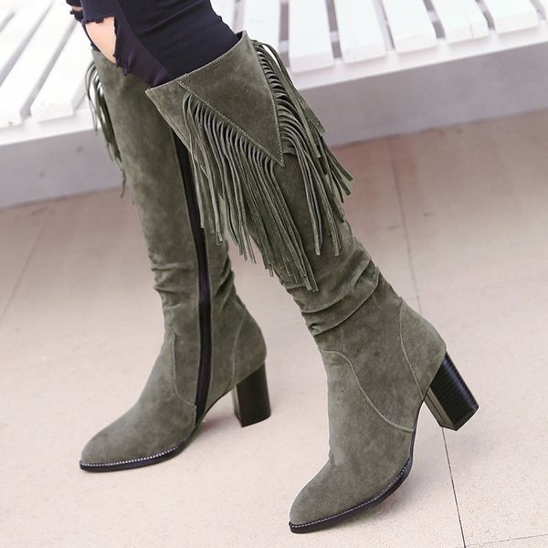 boots ladies flock snow square high heel knee zipper pointed tow winter warm plush women shoes beige green black
boots ladies flock snow square high heel knee zipper pointed tow winter warm plush women shoes beige green black