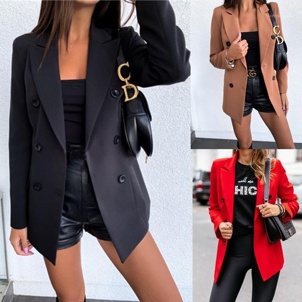 neck jackets double breasted womens business coats casual long sleeve women outerwear spring autumn cardigan lapel, Black;brown
neck jackets double breasted womens business coats casual long sleeve women outerwear spring autumn cardigan lapel, Black;brown