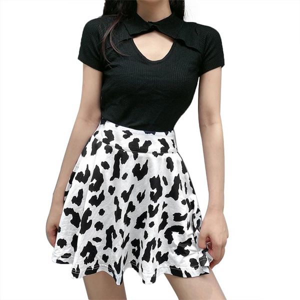 women's summer mini skirt casual high waist white cow print a-line swing short skirt chic skirts, Black
women's summer mini skirt casual high waist white cow print a-line swing short skirt chic skirts, Black