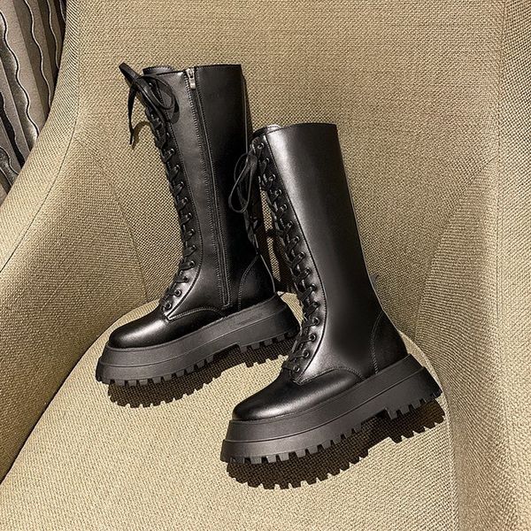 women martin boots spring autumn lace knee high boots women fashion white square heel female retro leather shoes winter pu party, Black
women martin boots spring autumn lace knee high boots women fashion white square heel female retro leather shoes winter pu party, Black