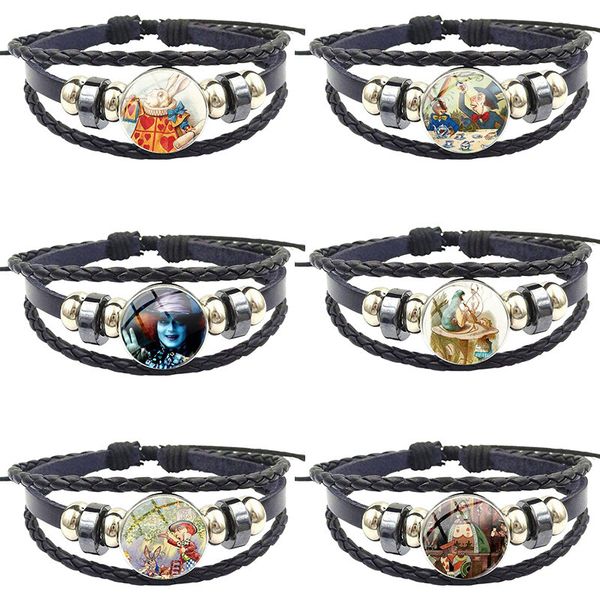 alice in wonderland mad hatter's party glass cabochon jewelry with black leather bracelet bangle for party gift, Golden;silver
alice in wonderland mad hatter's party glass cabochon jewelry with black leather bracelet bangle for party gift, Golden;silver