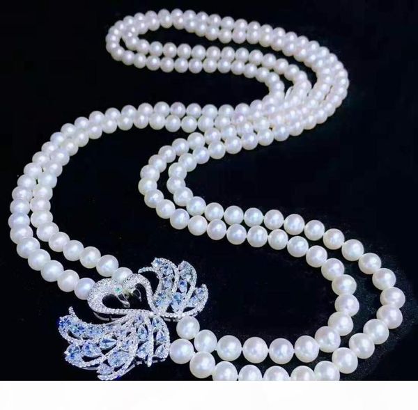 women's fashion jewelry micro inlaid zircon accessories 75-80cm 7-8mm white freshwater pearl necklace sweater chain, Silver
women's fashion jewelry micro inlaid zircon accessories 75-80cm 7-8mm white freshwater pearl necklace sweater chain, Silver
