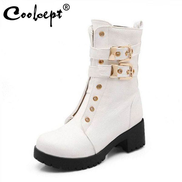 coolcept women mid calf boots fashion buckle square heel shoes women winter warm fur zipper whites platform boots size 34-43, Black
coolcept women mid calf boots fashion buckle square heel shoes women winter warm fur zipper whites platform boots size 34-43, Black