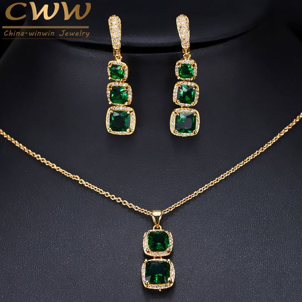 cwwzircons trendy yellow gold color women jewelry square drop cubic zirconia blue green necklace and earring set t088, Silver
cwwzircons trendy yellow gold color women jewelry square drop cubic zirconia blue green necklace and earring set t088, Silver