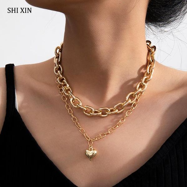 shixin multi layered love heart pendants necklace for women statement punk chunky chains necklaces choker collier couple jewelry, Silver
shixin multi layered love heart pendants necklace for women statement punk chunky chains necklaces choker collier couple jewelry, Silver