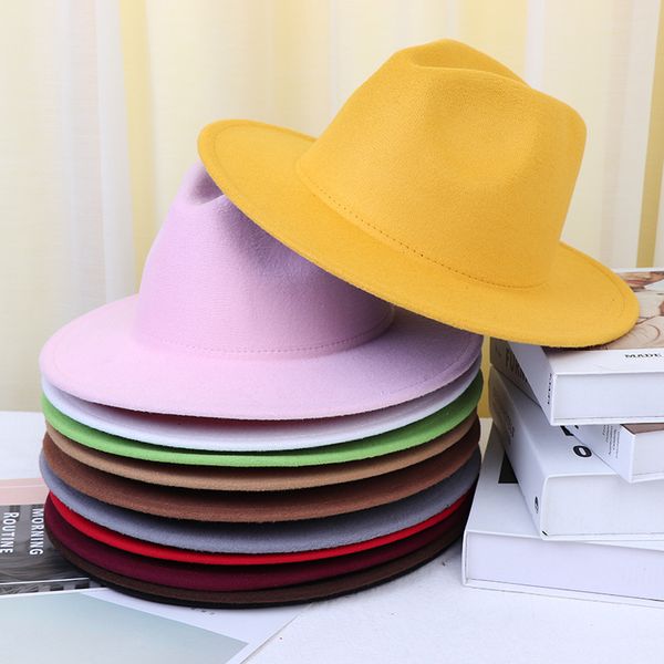 british woolen hat ladies big brim solid color jazz hat female fedoras women's winter hats caps, Blue;gray
british woolen hat ladies big brim solid color jazz hat female fedoras women's winter hats caps, Blue;gray
