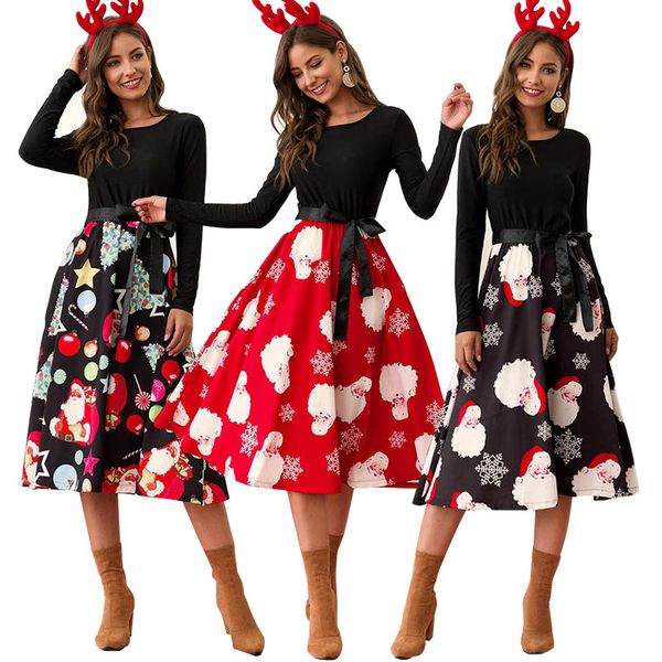 women christmas dress santa claus print dresses ladies round collar long sleeve dress fetival party ball gown female christmas clothes 0509, Black;gray
women christmas dress santa claus print dresses ladies round collar long sleeve dress fetival party ball gown female christmas clothes 0509, Black;gray