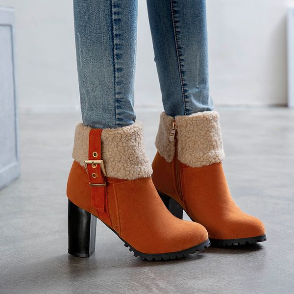ymechic fashion suede high heels warm fur snow boots buckle strap design green black ankle boots for women daily shoes winter
ymechic fashion suede high heels warm fur snow boots buckle strap design green black ankle boots for women daily shoes winter