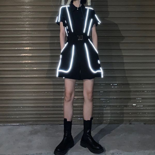 women's jumpsuits & rompers 2021 stylish summer jumpsuit women short sleeve zipper pocket shining playsuits with belt combinaison femme, Black;white
women's jumpsuits & rompers 2021 stylish summer jumpsuit women short sleeve zipper pocket shining playsuits with belt combinaison femme, Black;white