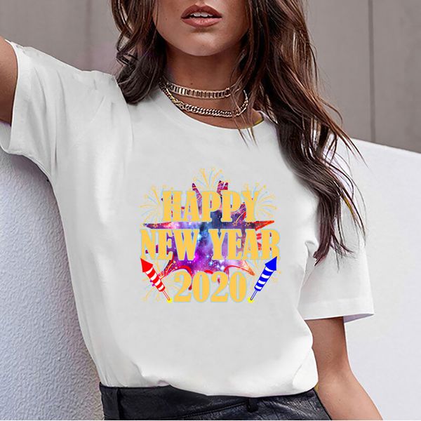 вершины тенниска женщины счастливы новый год sexy harajuku печать женский tshirt
