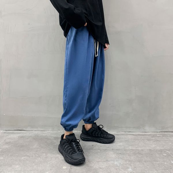 men's pants mrdonoo loose cropped trousers solid color sports elastic feet harem k199, Black
men's pants mrdonoo loose cropped trousers solid color sports elastic feet harem k199, Black
