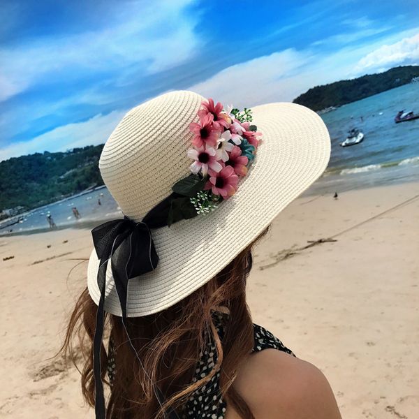 wide brim hats miara. hat lady summer flower bow straw fashion sunbonnet beach sun folding, Blue;gray
wide brim hats miara. hat lady summer flower bow straw fashion sunbonnet beach sun folding, Blue;gray
