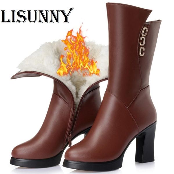 women long boots winter genuine leather thickening warm snow boots female fashion wool lining long motorcycle women, Black 
women long boots winter genuine leather thickening warm snow boots female fashion wool lining long motorcycle women, Black