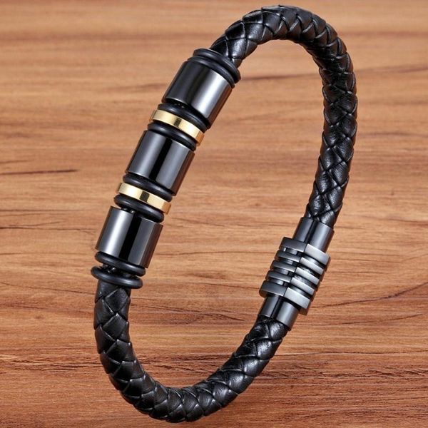 genuine leather cool black gold creative design stainless steel magnetic buckle charm men leather bracelet size 21cm, Golden;silver
genuine leather cool black gold creative design stainless steel magnetic buckle charm men leather bracelet size 21cm, Golden;silver
