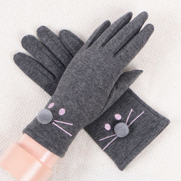 five fingers gloves winter cashmere cute cat embroidery women' thin section plus velvet warm mittens spring windproof cycling driving, Blue;gray
five fingers gloves winter cashmere cute cat embroidery women' thin section plus velvet warm mittens spring windproof cycling driving, Blue;gray