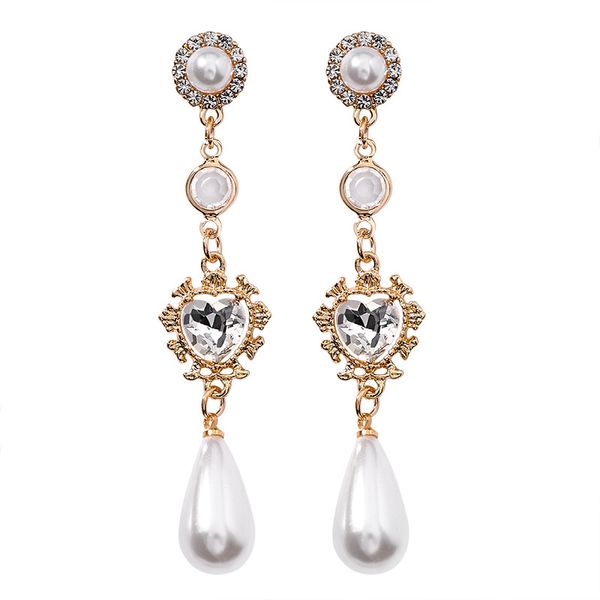 dangle & chandelier crystal lady pendant earrings pearl heart shape love long women, Silver
dangle & chandelier crystal lady pendant earrings pearl heart shape love long women, Silver