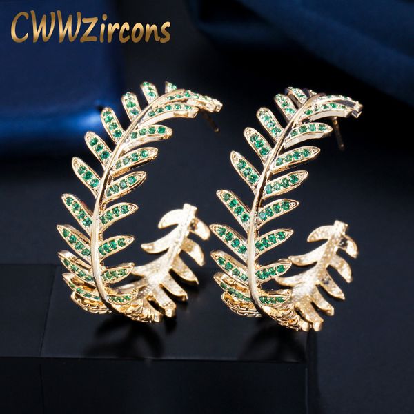 cwwzircons micro pave green cubic zirconia stone round gold color big leaf shape hoop earring jewelry accesories for women cz749, Golden;silver
cwwzircons micro pave green cubic zirconia stone round gold color big leaf shape hoop earring jewelry accesories for women cz749, Golden;silver