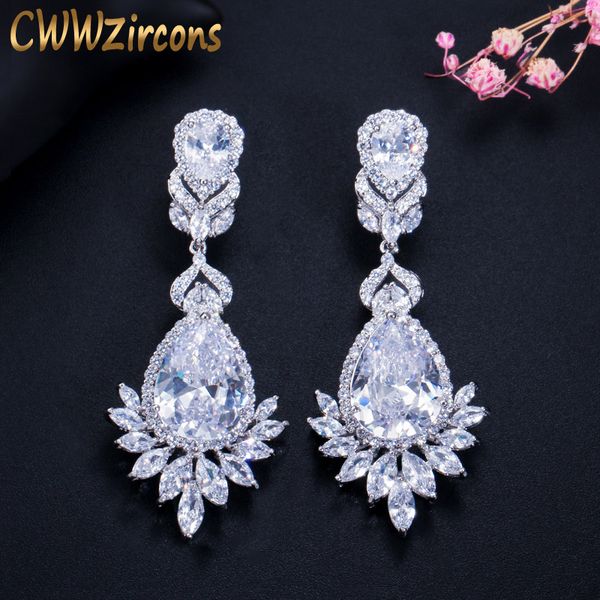 dangle & chandelier cwwzircons elegent evening dinner party wedding jewelry luxury long cz crystal big drop earrings for brides cz055, Silver
dangle & chandelier cwwzircons elegent evening dinner party wedding jewelry luxury long cz crystal big drop earrings for brides cz055, Silver