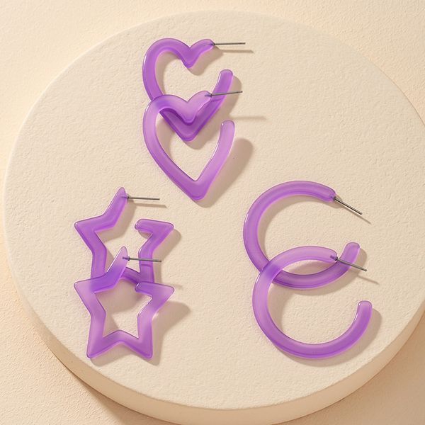 ujbox popular new purple acrylic love star round earrings hoop women girls jewelry accessories wholesale, Golden;silver
ujbox popular new purple acrylic love star round earrings hoop women girls jewelry accessories wholesale, Golden;silver