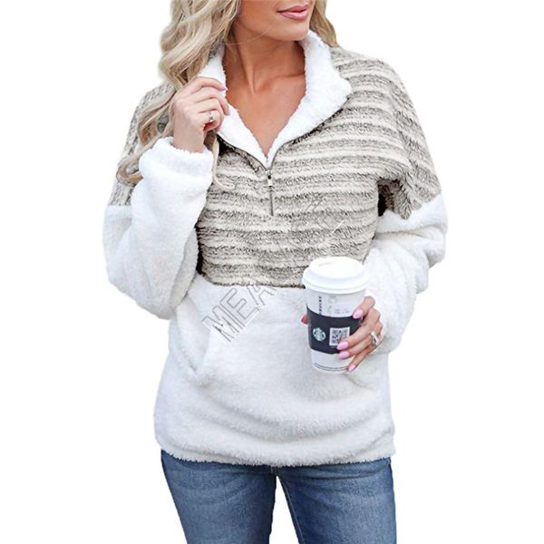 plus size womens sherpa fleece hoodie half zipper striped plush furry pullover sweaters fashion blouses outwear winter warm d91711, White
plus size womens sherpa fleece hoodie half zipper striped plush furry pullover sweaters fashion blouses outwear winter warm d91711, White