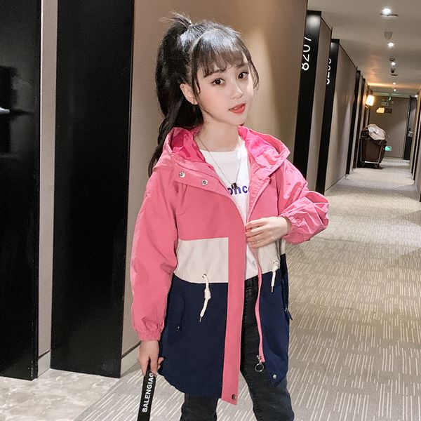 cuhk children's hooded jackets for girls fashion patchwork cardigan long trench coat kids outerwear loose casual windbreaker 0927, Blue;gray
cuhk children's hooded jackets for girls fashion patchwork cardigan long trench coat kids outerwear loose casual windbreaker 0927, Blue;gray