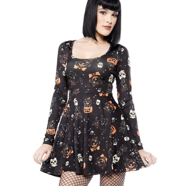 long sleeve women dresses halloween women designer dress vampire printed women halloween dresses scoop neck, White;black
long sleeve women dresses halloween women designer dress vampire printed women halloween dresses scoop neck, White;black