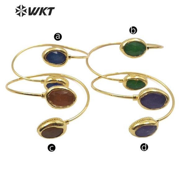 wt-b506 wkt natural stone bangle trendy oval shape stone with gold electroplated bracelet can adjustable bracelet, Golden;silver
wt-b506 wkt natural stone bangle trendy oval shape stone with gold electroplated bracelet can adjustable bracelet, Golden;silver