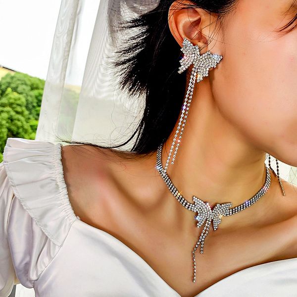 rhinestone big butterfly pendant necklace earrings set for women 2020 new fashion crystal chain choker set for girls party gifts, Silver
rhinestone big butterfly pendant necklace earrings set for women 2020 new fashion crystal chain choker set for girls party gifts, Silver