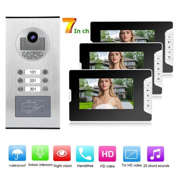 doorbells 7in video intercom 3 monitors smart doorphone system rfid night vision doorbell 100-240v
doorbells 7in video intercom 3 monitors smart doorphone system rfid night vision doorbell 100-240v