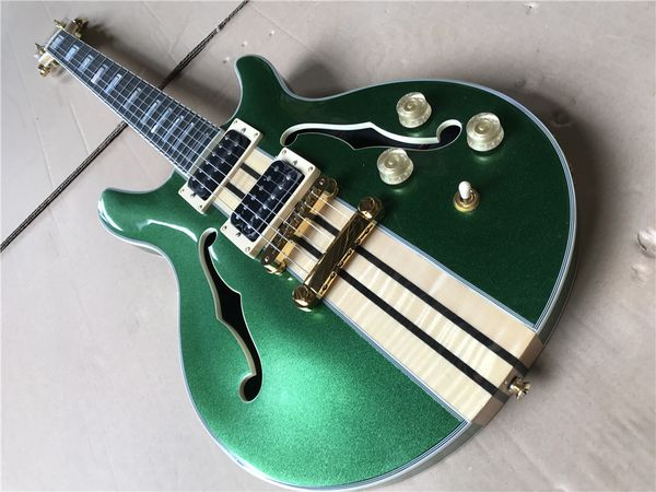 factory custom metal green electric guitar ebony fingerboard half hollow guitar neck through the body ing
factory custom metal green electric guitar ebony fingerboard half hollow guitar neck through the body ing